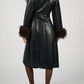Faux Fur Patchwork PU Long Coat