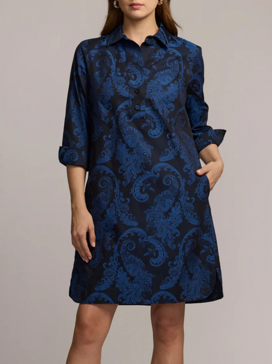 3/4 Sleeve Paisley Jacquard Dress(Buy 2, Free Shipping)