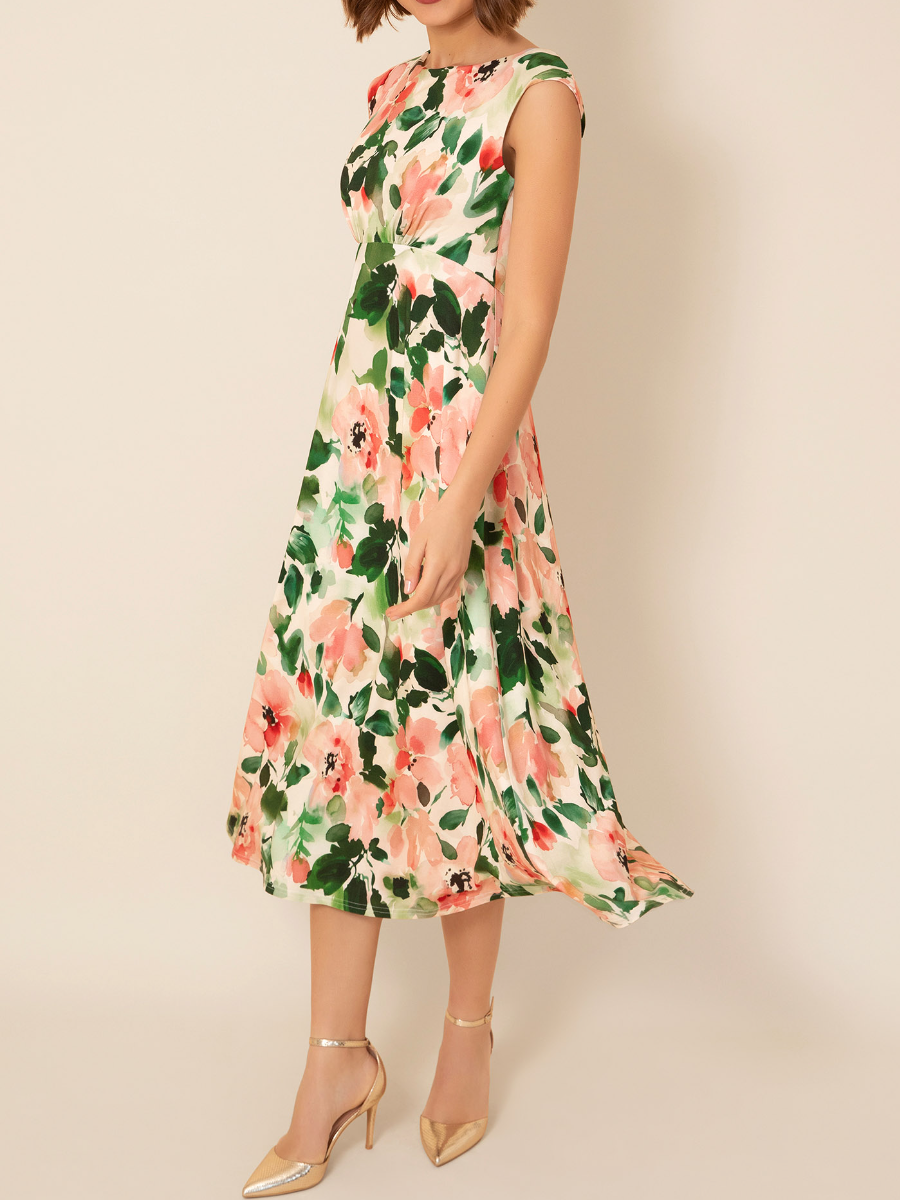 Spring Blooms Sleeveless Midi Dress