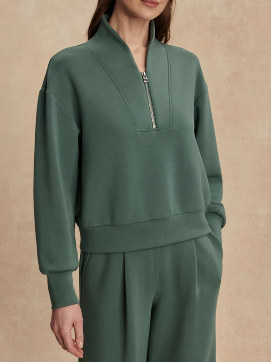 Sweatshirt and Wide-Leg Pants Stretch Two-Piece Set