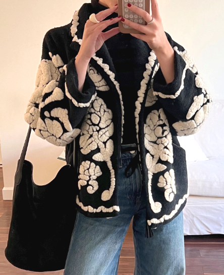 Floral-arabesque Single-breasted Jacket