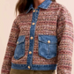 Tweed-Spliced Denim Jacket