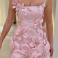 3D Floral Applique Beaded Mini Dress