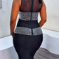 Women's Elegant Mesh Splice Rhinestone Dress
