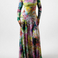 Vibrant Tie-Dye Spiral Print Long Sleeve Maxi Dress
