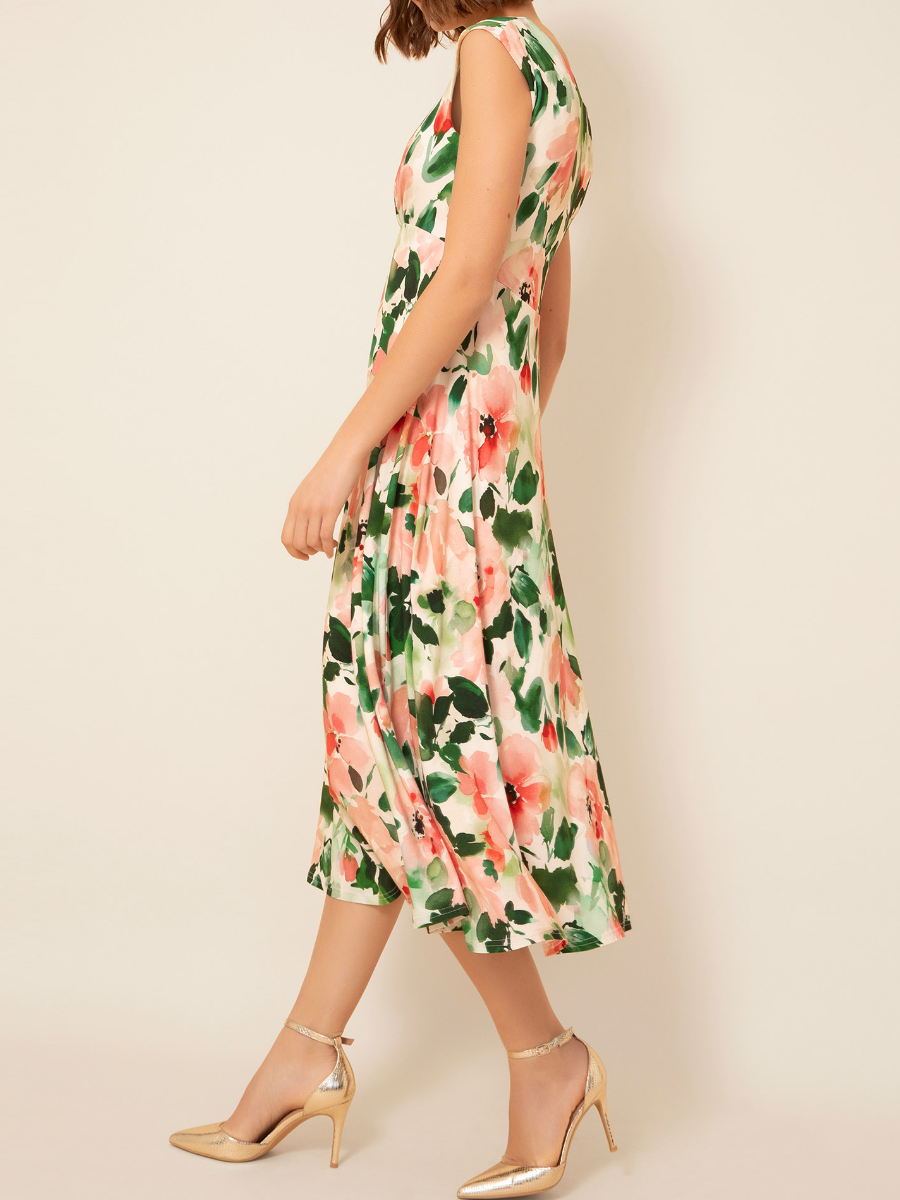 Spring Blooms Sleeveless Midi Dress