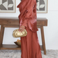 Deep V Neckline Lantern Sleeve Set
