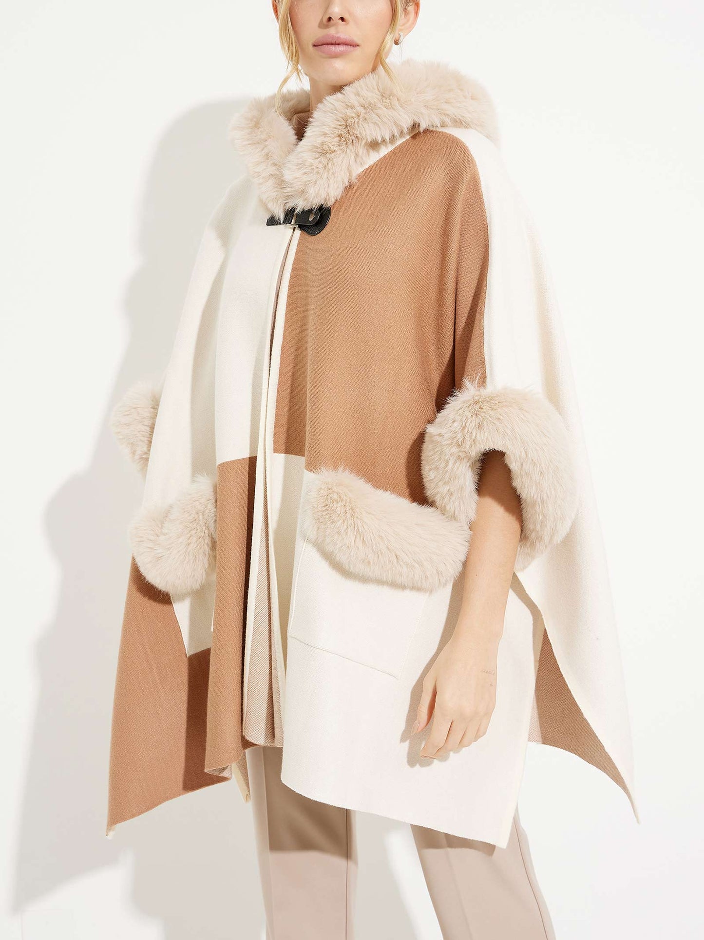 Brown and White Plush Coat