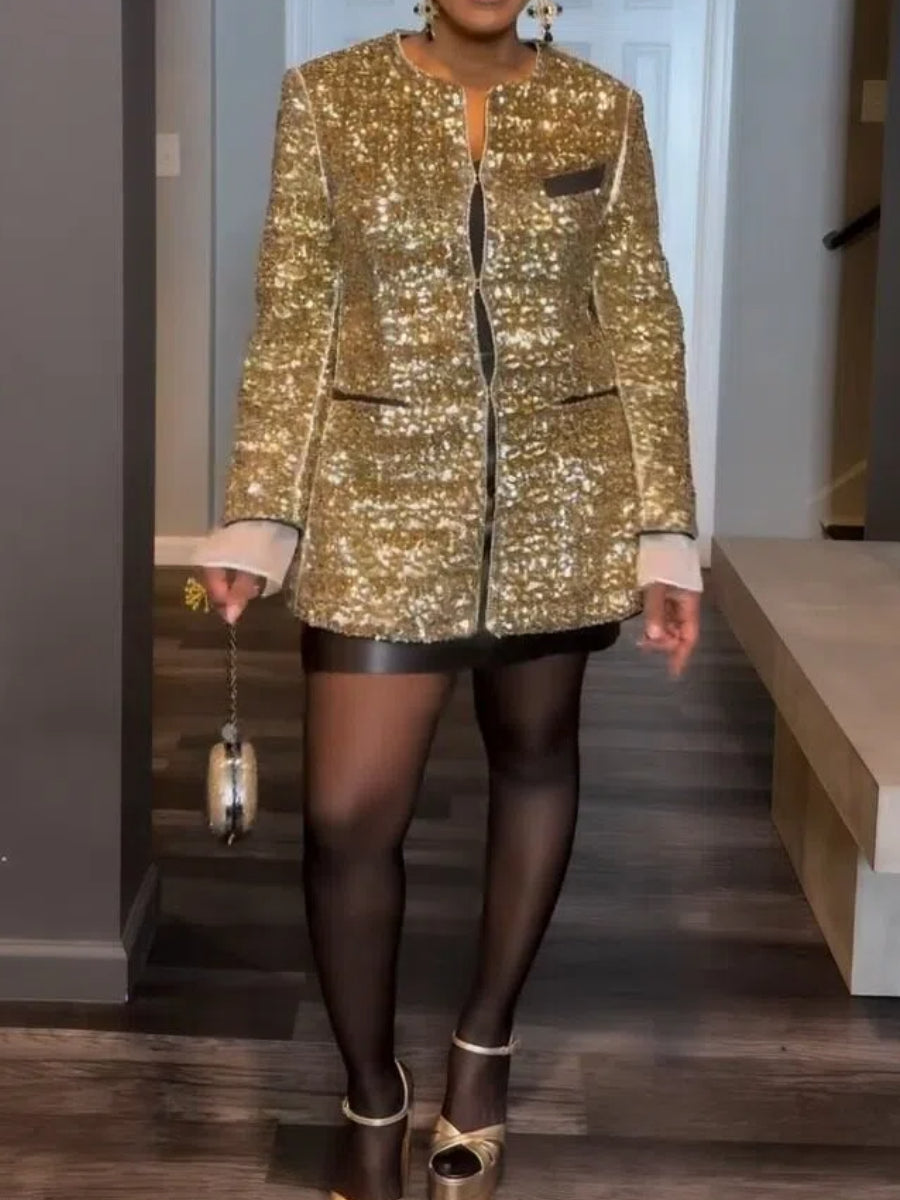 Light Luxury Sequin Heavy-Duty Blazer