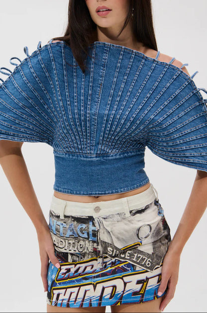 DENIM ON DENIM BLOUSE