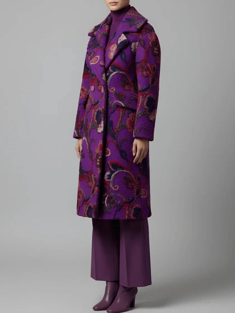 Wide Lape Printed Long Coat