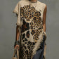 Coffee Leopard Asymmetric Knit Top