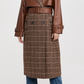 Plaid Patchwork Leather Coat
