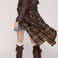 Plaid Patchwork Leather Coat