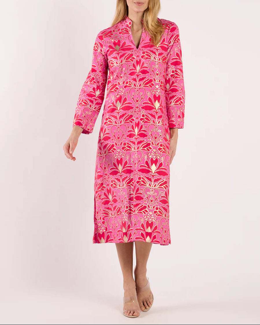 V-neckline 3/4 Sleeves Cotton Dress