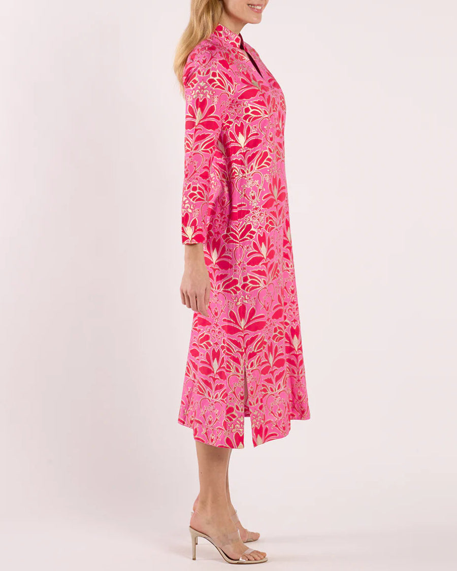 V-neckline 3/4 Sleeves Cotton Dress