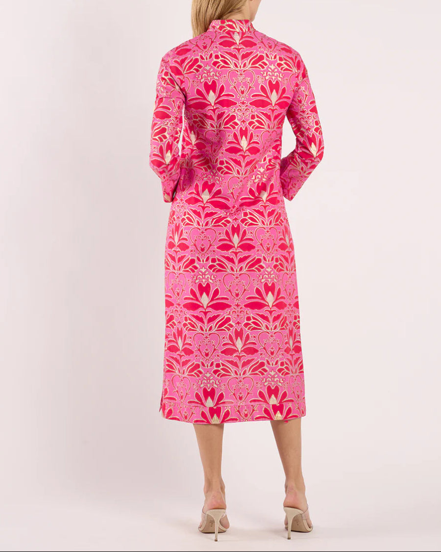 V-neckline 3/4 Sleeves Cotton Dress