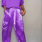 Smooth Satin Half-sleeved Top and Pants Set