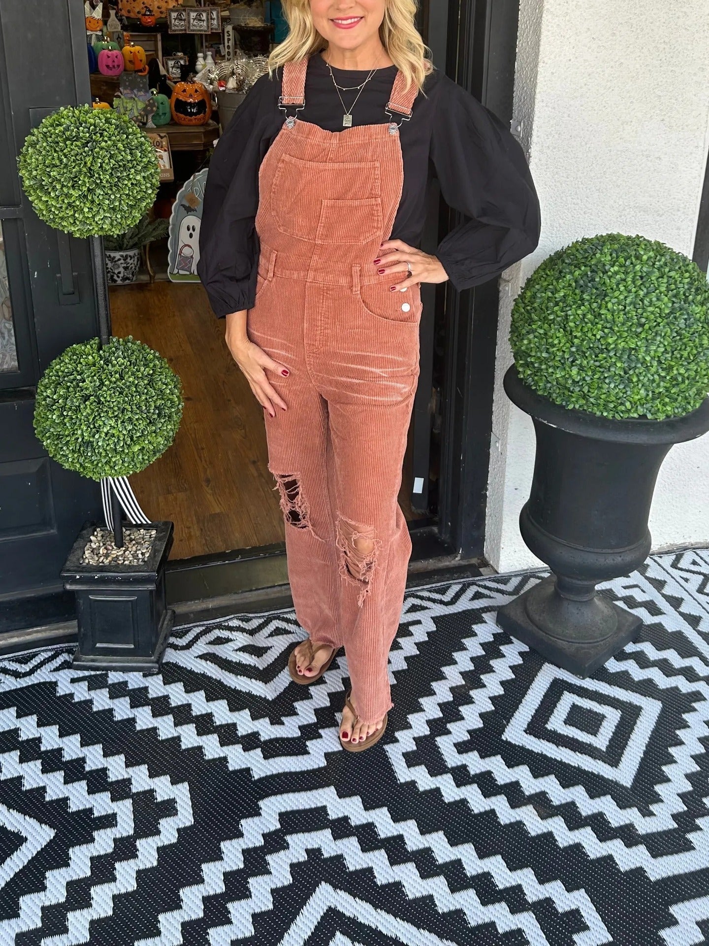 Corduroy Pocket Hole Jumpsuit