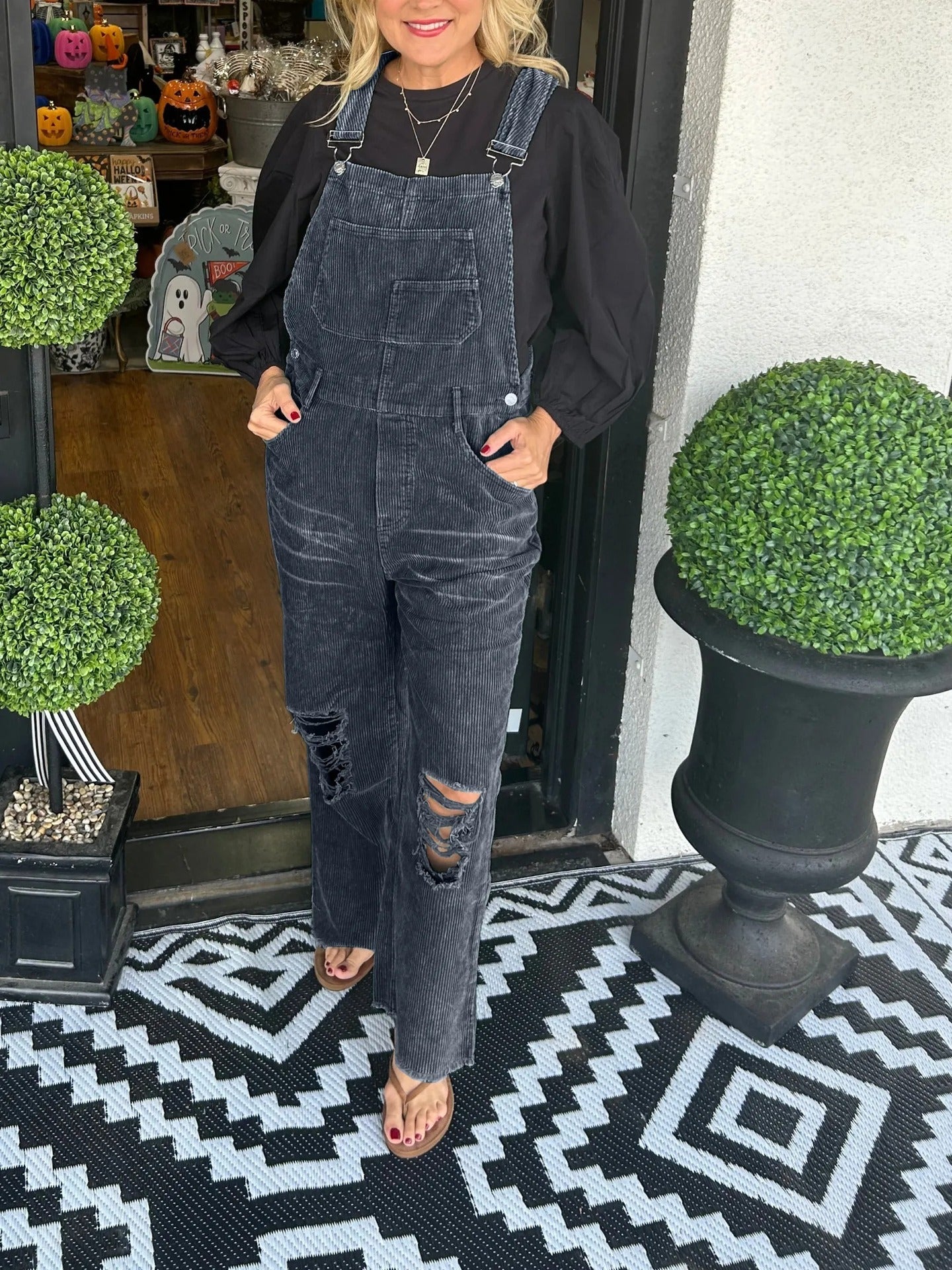 Corduroy Pocket Hole Jumpsuit