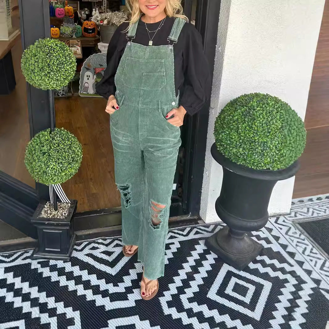 Corduroy Pocket Hole Jumpsuit