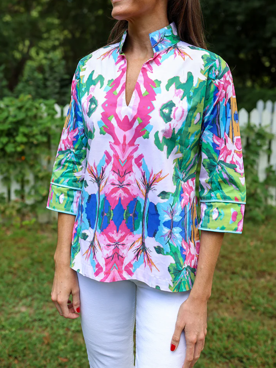 3/4 Sleeves Cotton Print Top