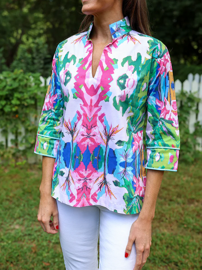 3/4 Sleeves Cotton Print Top