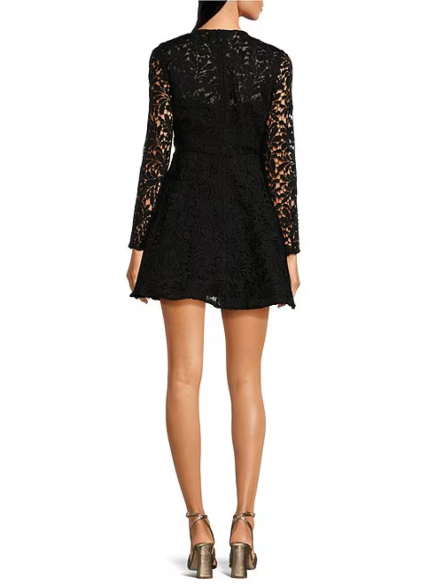 Lace Floral Embroidered Mini Dress
