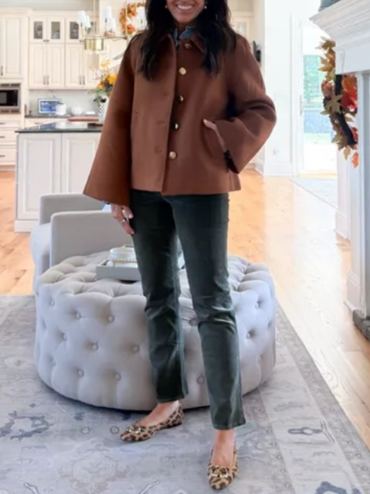 Cropped Wool-blend Swing Coat