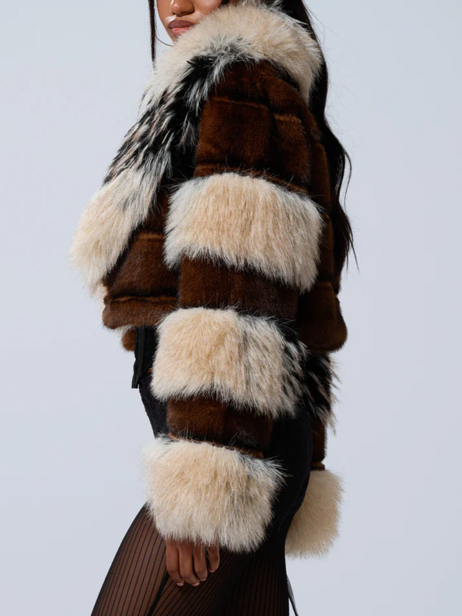 Portia Cropped Faux Fur Jacket