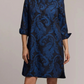 3/4 Sleeve Paisley Jacquard Dress