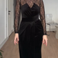 Velvet Black Lace Evening Dress