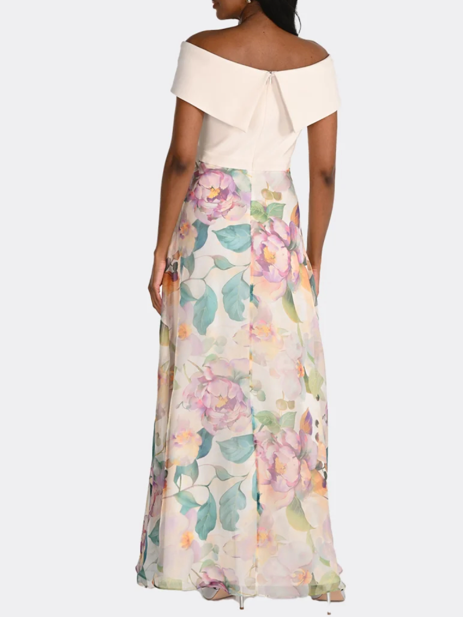Off Shoulder Long Print Floral Dress