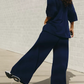 V-Neck Elastic Cuff Casual Set