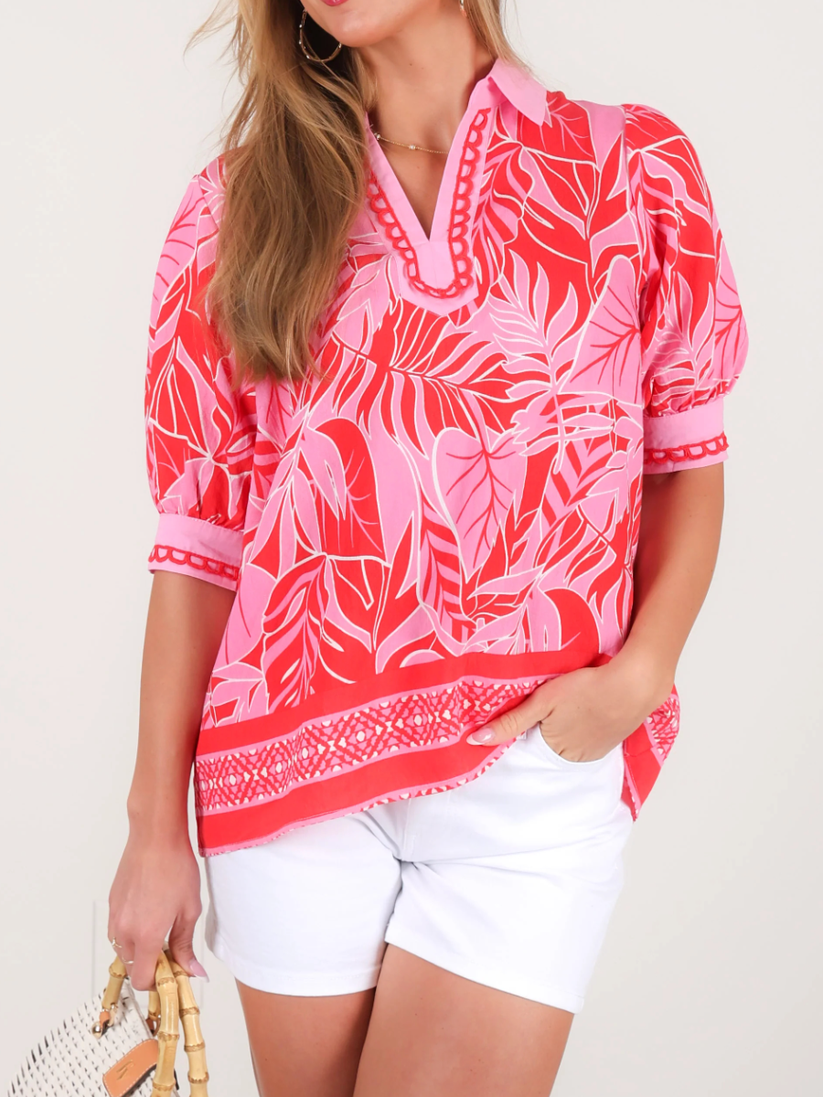 Patricia Red Short Sleeve Top