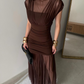 Elegant Sheer Mesh Ruched Dress