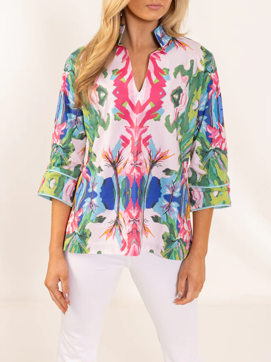 3/4 Sleeves Cotton Print Top