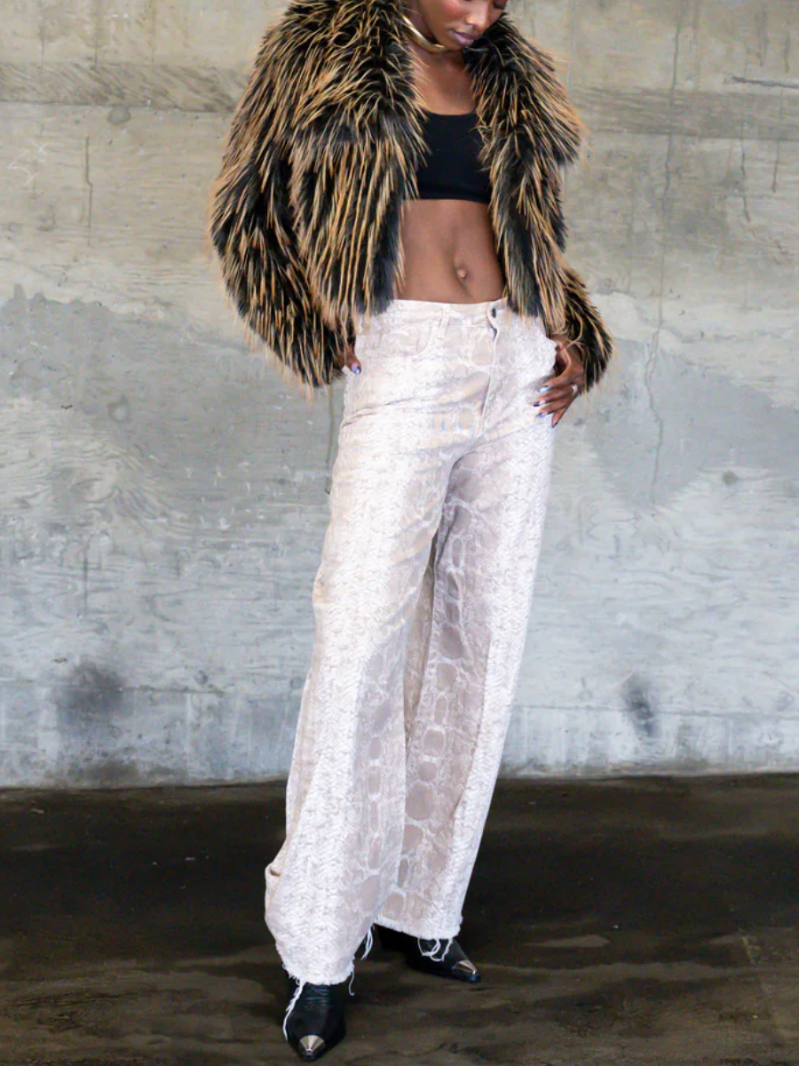 Brown Black Faux Fur Coat