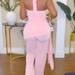 Women's Pink Halter Two Piece Set