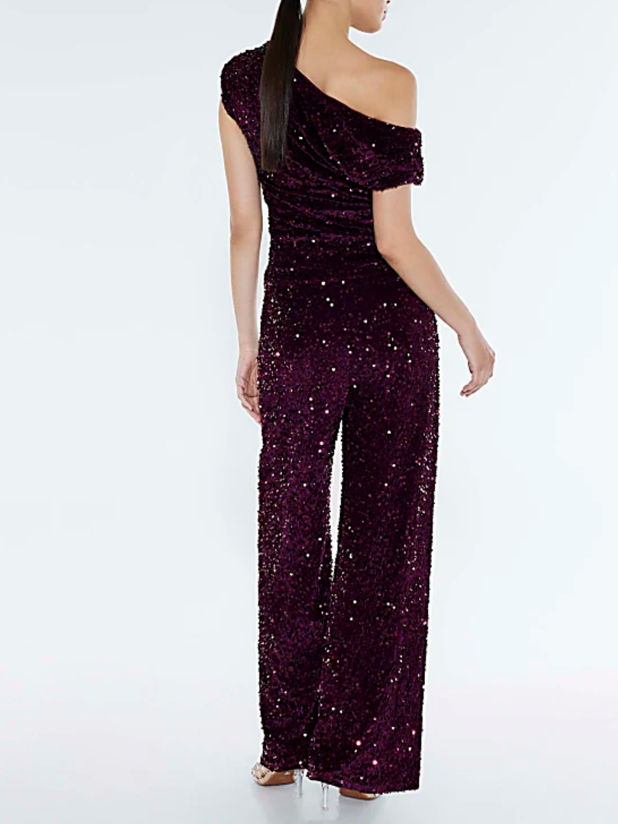 Velvet Sleeveless Sequin Drape Top and Trousers Set
