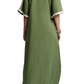 Charming Peacock Embroidery Split V-Neck 3/4 Sleeve Caftan