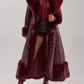 Burgundy Vivian Fur Trimmed Trench Coat
