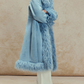 Powder Blue Faux Fur Trim Maxi Coat