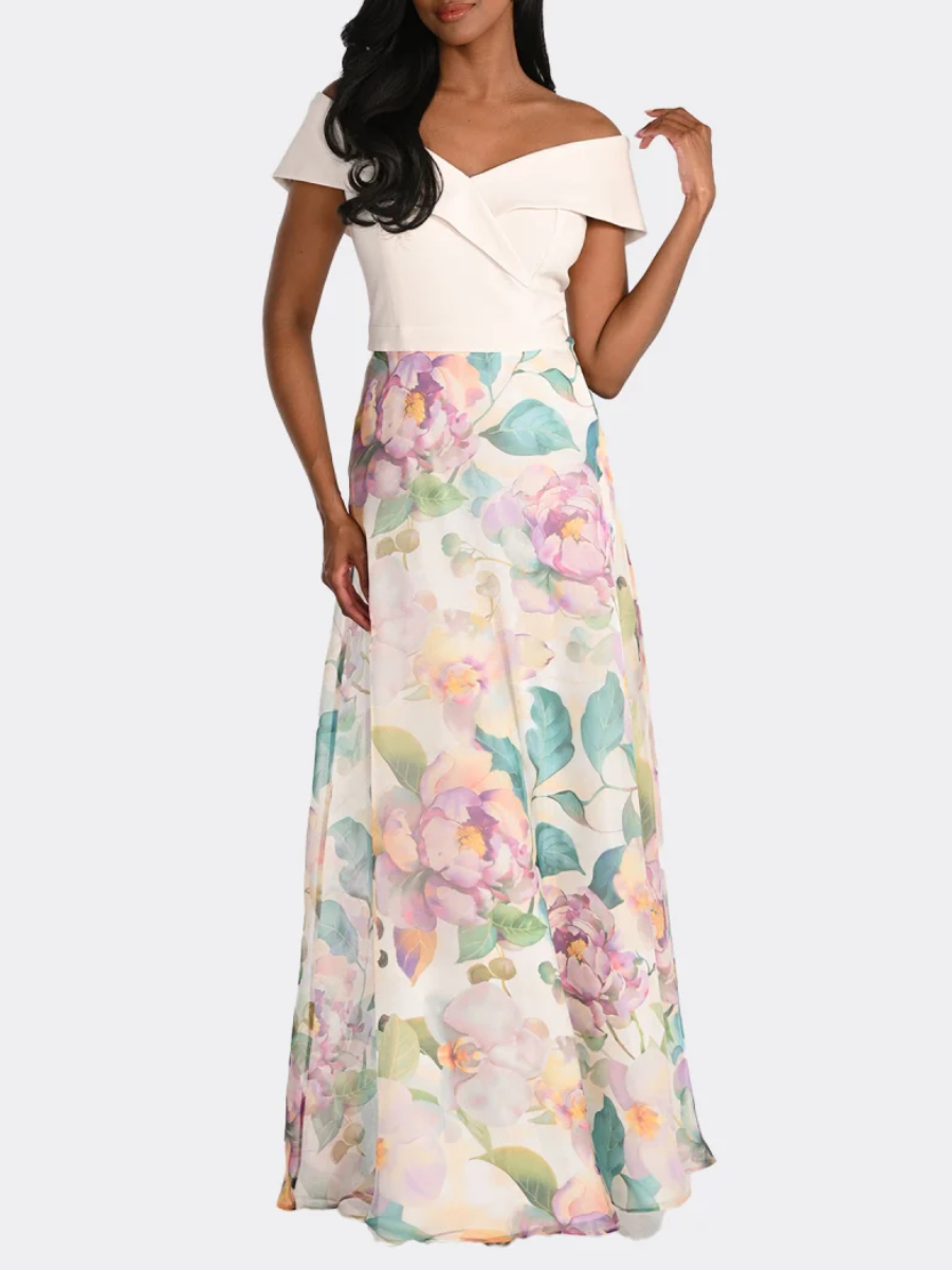 Off Shoulder Long Print Floral Dress