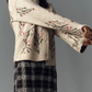 Crew-Neck Floral Cardigan Sweater