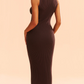 Ribbed Knit Cut-Out Bodycon Midi Dress