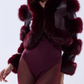Burgundy Faux Fur Motorcycle Jacket