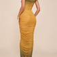 Lined Mesh Ruched Dress