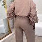 Lantern Sleeve Blazer Top And Wide Leg Pants Sets