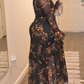 Floral Mesh Ruffle Maxi Dress